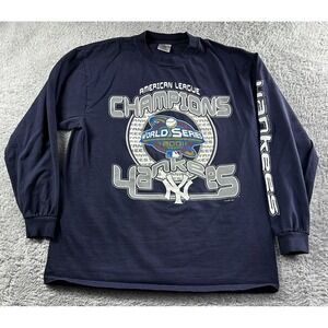 NY Yankees Shirt Mens Large Vintage World Series Champion 2001 Long Sleeve Blue
